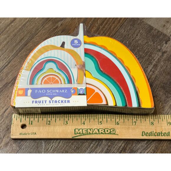 FAO Schwarz Fruit Stacker Wood Building Set, Montessori Toy, Nesting Puzzle NEW! - Picture 8 of 9